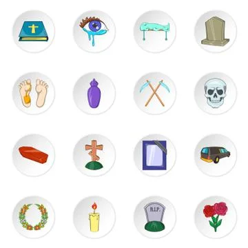 Funeral ricons, cartoon style Stock Illustration