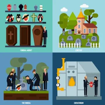 Funeral Services Icon Set Stock Illustration