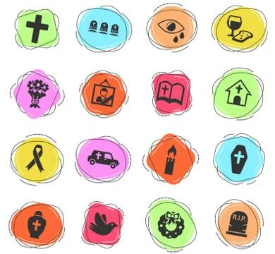 Funeral services icon set Stock Illustration