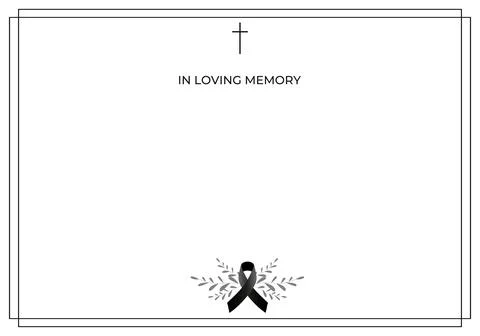 Funeral vector card. Empty card. Digital Funeral Announcement Invitation Stock Illustration