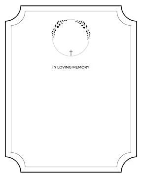 Funeral vector card. Empty card. Digital Funeral Announcement Invitation Stock Illustration