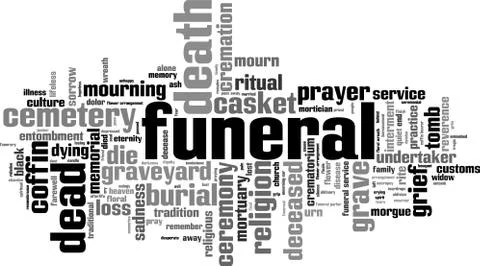 Funeral word cloud Stock Illustration