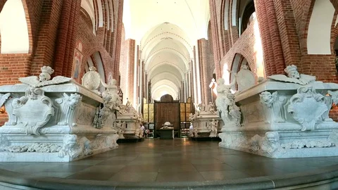 Funerary monuments, Roskilde Cathedral Stock Footage 130128360
