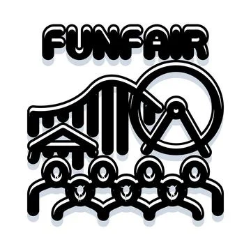 Funfair amusement park with roller coaster and ferris wheel Stock-Illustration