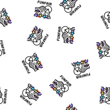 Funfair amusement park vector seamless pattern Stock Illustration