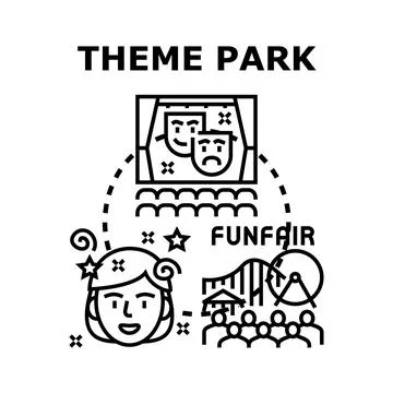 Funfair and theme park amusements vector concept Illustrazione stock