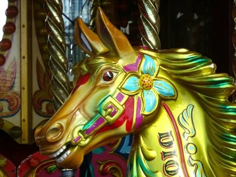 Funfair Carousel Horses Head Stock Photos