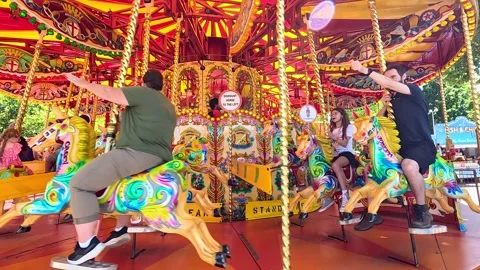 Funfair Carousel Ride in London 스톡 동영상 304028255