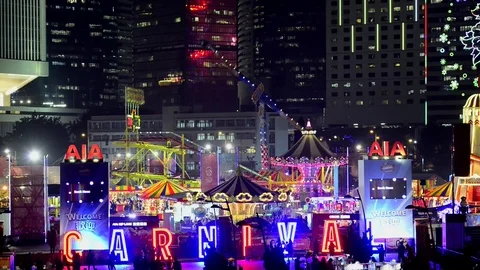 Funfair in central district 2018, Hong Kong, China. Stock Footage 85297435