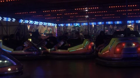Funfair at Night Dodgems Slow Motion 動画素材 93789517