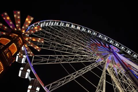 Funfair at night in Paris Stock Photos