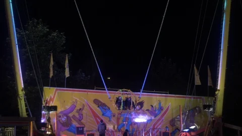 Funfair at Night Slow Motion Bungee 動画素材 93789024