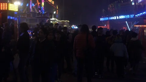 Funfair at Night - Slow Motion - Crowd 動画素材 93787164