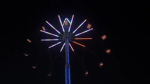 Funfair at Night Slow Motion Ride 動画素材 93788285