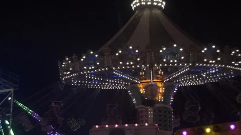 Funfair at Night Slow Motion Swing 動画素材 93788450
