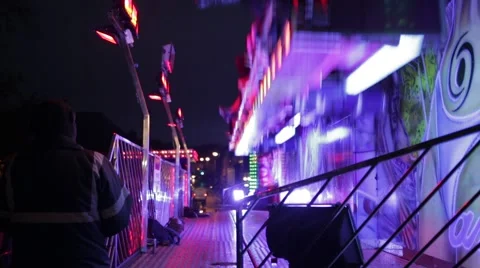 Funfair ride at night Stock Footage 44239409