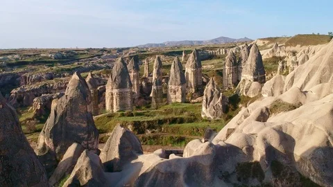 Fungous forms of sandstone in Cappadocia Stock Footage 124597037