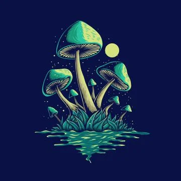 Fungus by the river vector illustration Stock Illustration