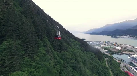 Funicular in Alaska, over the mounts Stock Footage 52004142
