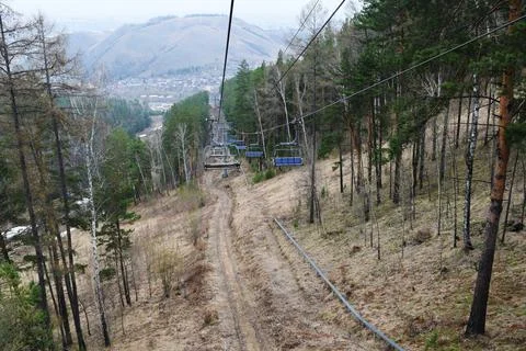 Funicular among the taiga Stock-Fotos