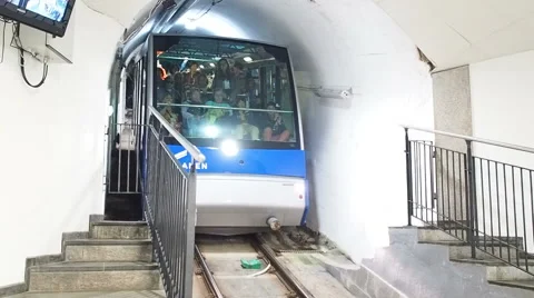 Funicular approaching platform Stock Footage 67527523