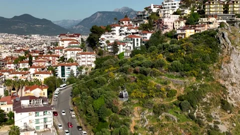 Funicular arial view 4 K Turkey Alanya Vídeos de archivo 221857363