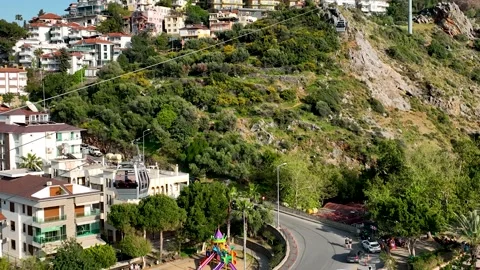 Funicular arial view 4 K Turkey Alanya Vídeos de archivo 221857389