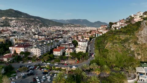 Funicular arial view 4 K Turkey Alanya Vídeos de archivo 221868308