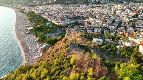 Funicular arial view 4 K Turkey Alanya Vídeos de archivo 224579358