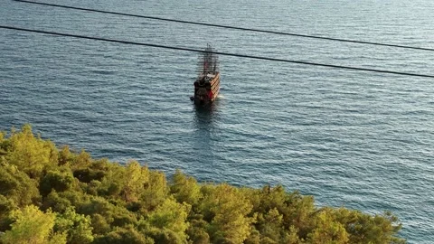 Funicular arial view 4 K Turkey Alanya Vídeos de archivo 224580277