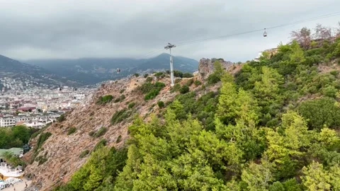 Funicular arial view 4 K Turkey Alanya Vídeos de archivo 224639772