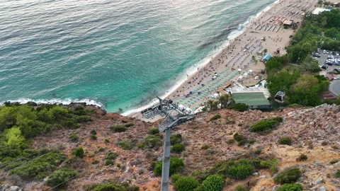 Funicular arial view 4 K Turkey Alanya Vídeos de archivo 224640095