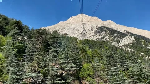 Funicular ascent to the mountain. The Taurus Mountain Range. Stock Footage 342129432