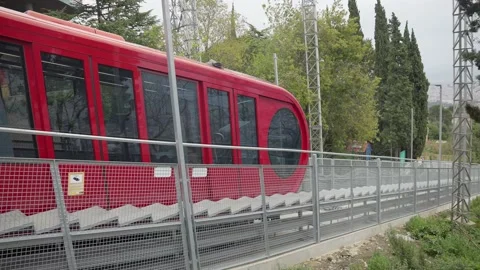Funicular in Barcelona going down - Slow Motion Stock Footage 173766939