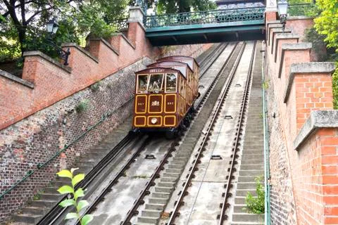 Funicular to Buda castle in Budapest Stock Photos