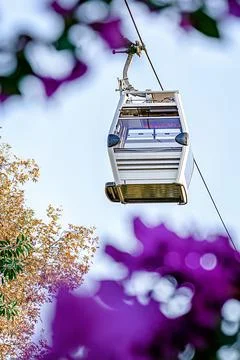 Funicular cab on background of sky and nature Stock Photos