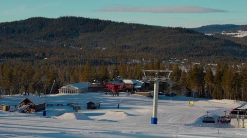 Funicular cabins, ski slope Stock Footage 301818983