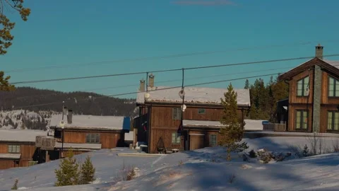 Funicular cabins, ski slope Stock Footage 301819010