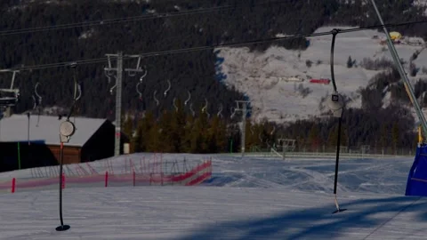 Funicular cabins, ski slope Stock Footage 301819013