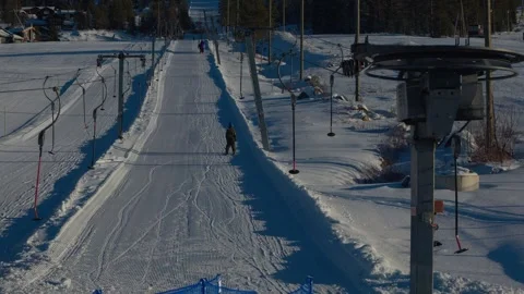 Funicular cabins, ski slope Stock Footage 301819039