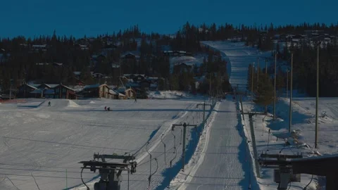 Funicular cabins, ski slope Stock Footage 301819041