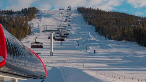 Funicular cabins, ski slope Stock Footage 301819068