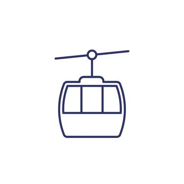 Funicular, cable car line icon on white Illustrazione stock