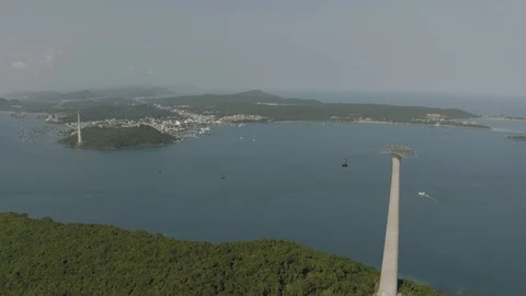 Funicular cable car on Phu Quoc Island to Hon Thom Pineapple Island in Vietnam Stock Footage 119523958