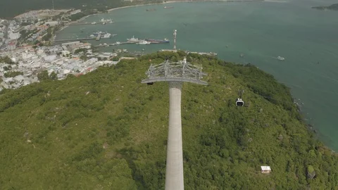 Funicular cable car on Phu Quoc Island to Hon Thom Pineapple Island in Vietnam Stock Footage 119525520