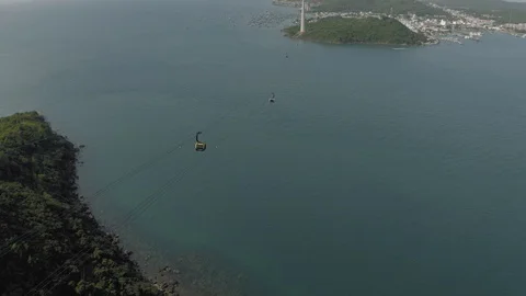 Funicular cable car on Phu Quoc Island to Hon Thom Pineapple Island in Vietnam Stock Footage 119652459
