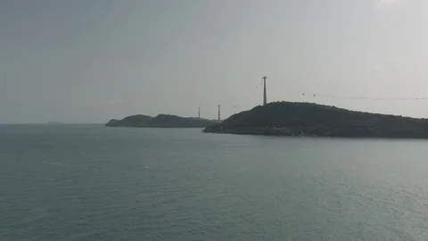 Funicular cable car on Phu Quoc Island to Hon Thom Pineapple Island in Vietnam Stock Footage 119883107