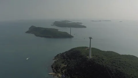 Funicular cable car on Phu Quoc Island to Hon Thom Pineapple Island in Vietnam Stock Footage 119886308