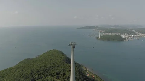 Funicular cable car on Phu Quoc Island to Hon Thom Pineapple Island in Vietnam Stock Footage 119886498