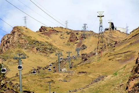 Funicular in caucasus mountains Stock Photos